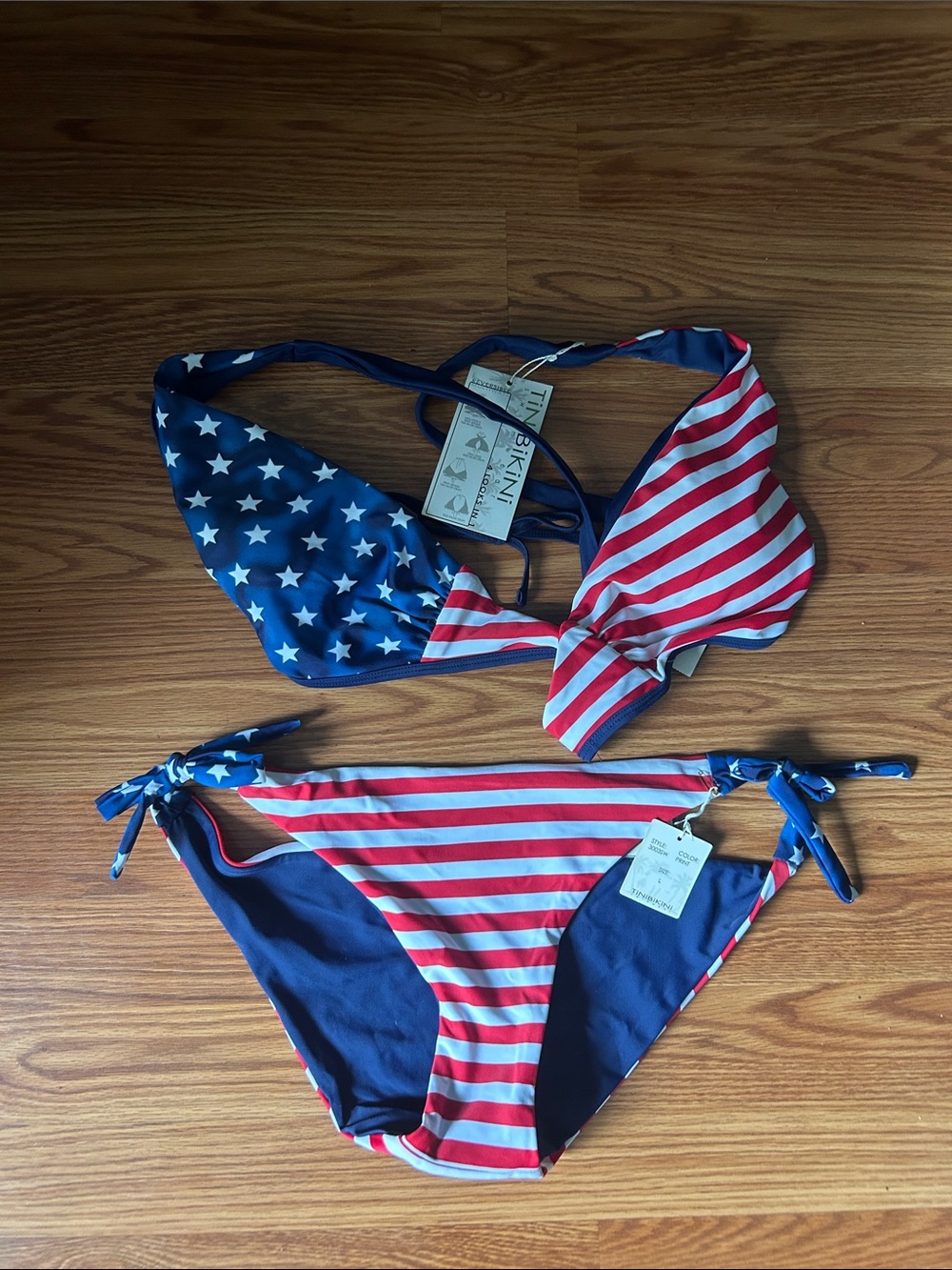 4 Looks In 1 Swimwear American Flag Two-Piece Bikini - Stars & Stripes